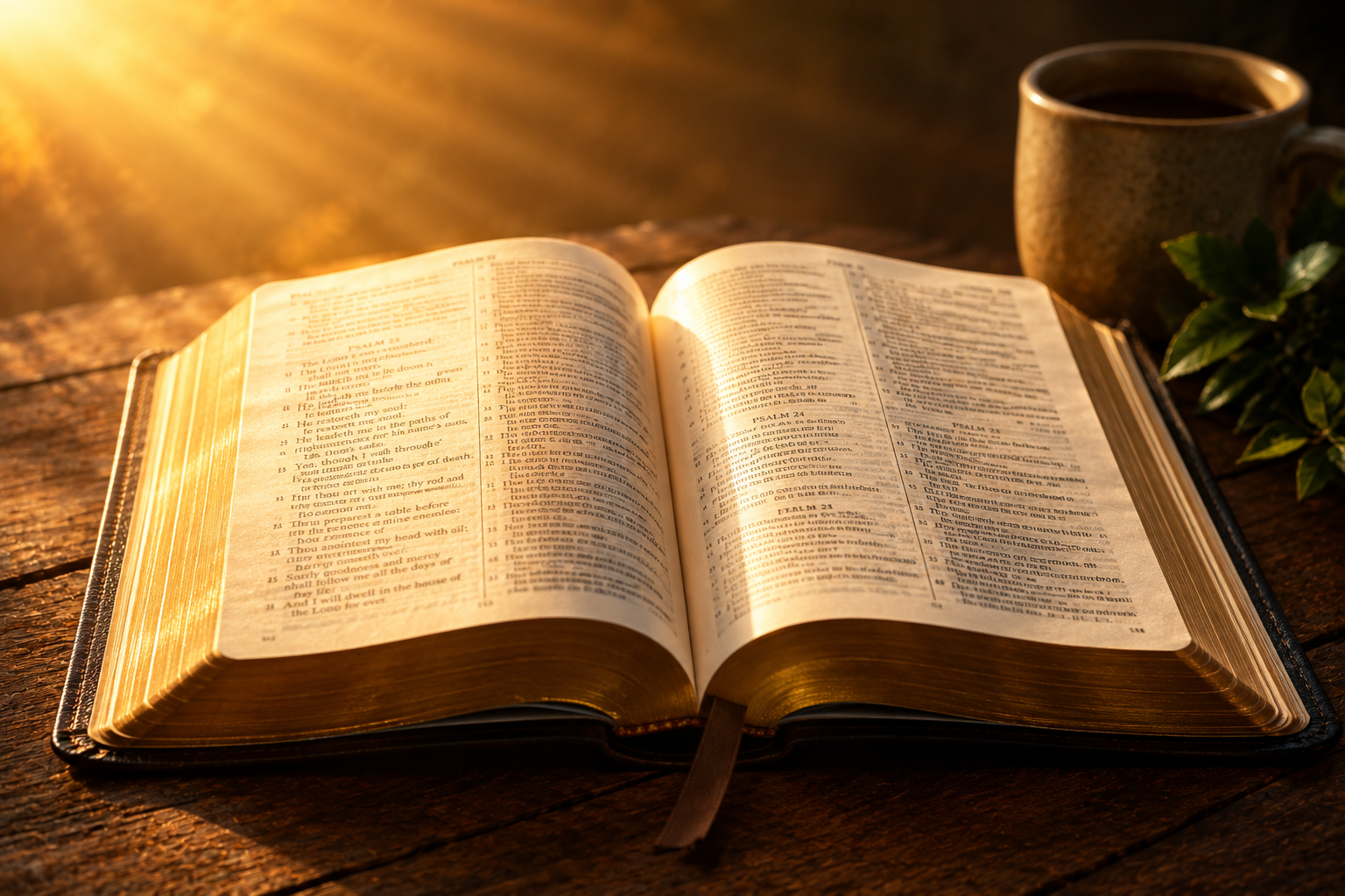 Open Bible with warm light